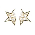 Faux-pearl Star Ear Studs One Size