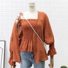 Set: Open-front Light Cardigan + Smocked Top