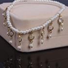 Faux Pearl Faux Crystal Anklet H0225 - White - One Size