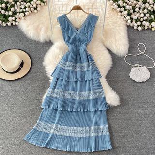 Sleeveless Layered Maxi A-line Dress