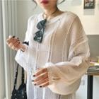 Batwing-sleeve Open-knit Top