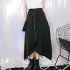 Zip Midi A-line Skirt Black - One Size