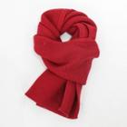 Plain Knit Scarf Red - One Size