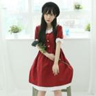 Lace-detail Shirtwaist Dress Red - One Size