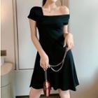 Asymmetric Short-sleeve A-line Mini Dress