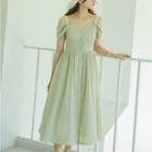 Single-breasted Cold Shoulder A-line Dress