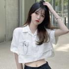 Short-sleeve Pinned Crop Shirt