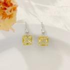 Square Rhinestone Alloy Earring 1 Pair - Yellow & Silver - One Size