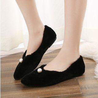 Faux-fur Pointed Flats
