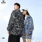 Couple Matching All Over Letter Button Up Jacket