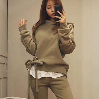 Set: Side Tie Hoodie + Sweatpants + T-shirt