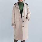 Hooded Single Breasted Coat Camel - One Size