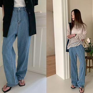 Linen Blend Wide-leg Jeans