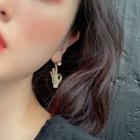 Rhinestone Alloy Hand Gesture Dangle Earring 1 Pair - Silver Stud - Gold - One Size