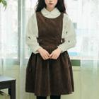 Gathered Corduroy Pinafore Dress Brown - One Size