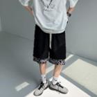 Mock Two-piece Leopard Print Trim Wide Leg Shorts