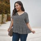 Plus Size Flower Print Short-sleeve T-shirt