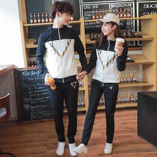 Set: Printed Hooded Zip Couple Matching Jacket + Printed Pants