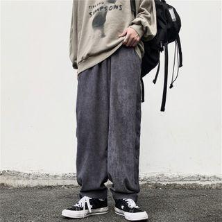 Button-side Corduroy Straight Leg Pants