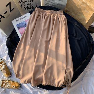 Drawstring Hem Midi Chiffon Skirt