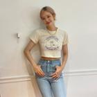 Letter Bear-printed Cropped T-shirt