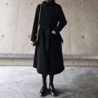 Single-breasted Long Coat Black - One Size