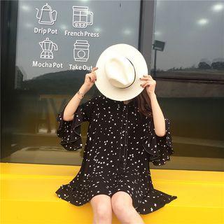 Star Print Bell-sleeve Chiffon Dress