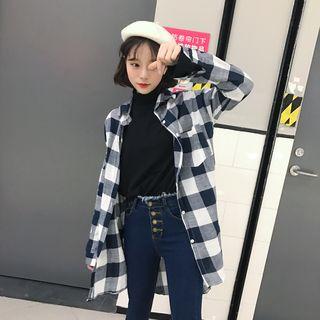 Gingham Linen Cotton Long Blouse