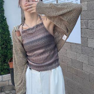 Crop Cardigan Cardigan - Coffee - One Size