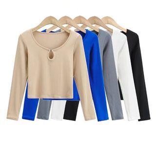 Long-sleeve Keyhole T-shirt