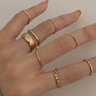 Set Of 5 / 6 / 7 : Alloy Ring (assorted Designs)