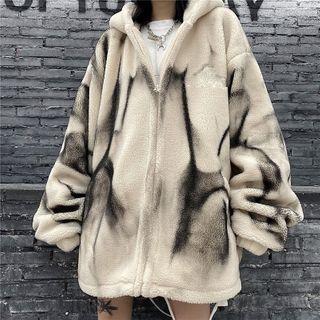 Tie-dyed Fleece Zip Hooded Jacket
