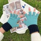 Two-tone Knit Fingerless Gloves