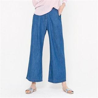 Banded-waist Wide-leg Jeans
