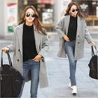 Double-breasted Wool Blend Coat Gray - One Size