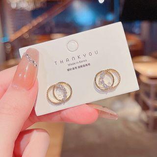 Rhinestone Alloy Earring E2343 - Gold - One Size