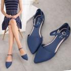 Pointed Ankle Strap Dorsay Flats