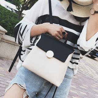 Faux-leather Contrast Flap Backpack