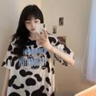 Short-sleeve Print T-shirt White & Black - One Size