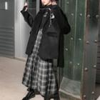 Color-block Plaid Zipper A-line Skirt