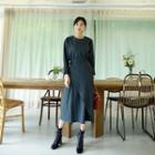 Button Epaulet Long Wrap Dress