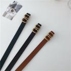 Due Buckle Genuine Leather Belt