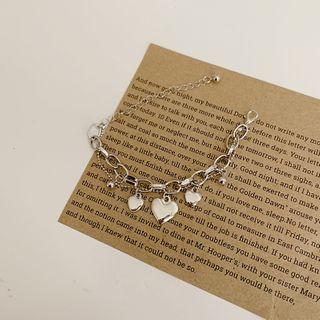 Alloy Heart Bracelet Love Heart - Silver - One Size