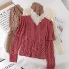 Long-sleeve Scallop Edge Lace Top