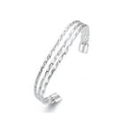 Fashion Simple Twisted Line Three-layer Open Bangle Silver - One Size