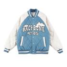 Lettering Two-tone Quilted Baseball Jacket