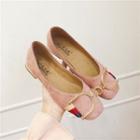 Faux Suede Striped Buckled Flats