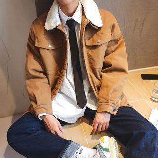 Fleece-collar Corduroy Jacket