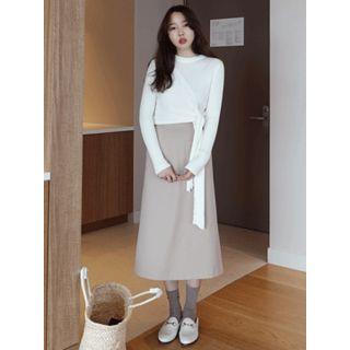 Band-waist Pocket-detail Long Skirt