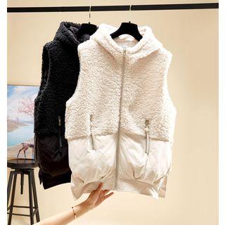 Faux-shearling Hooded Padded Vest